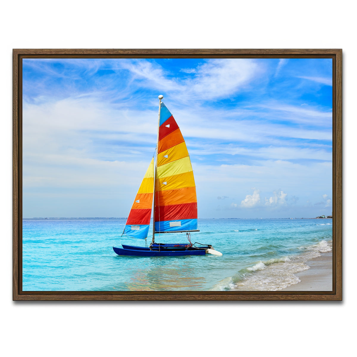AUTO-MOCKUP WHITE | Fort Myers Beach Sailboat | 1 Piece | Walnut Framed Canvas | group=4x3