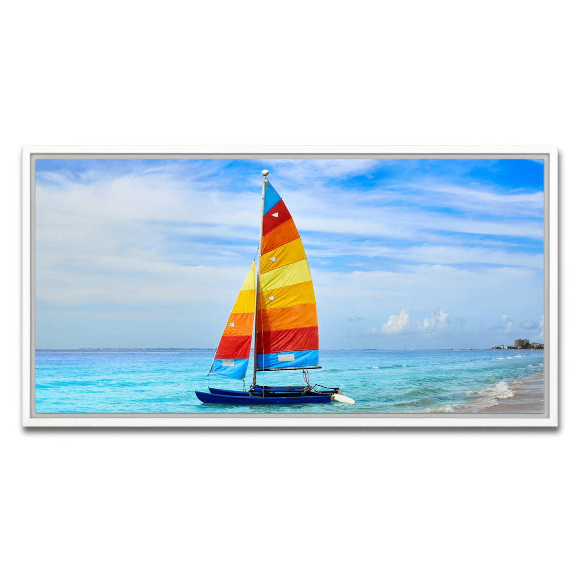 AUTO-MOCKUP WHITE | Fort Myers Beach Sailboat | 1 Piece | White Framed Canvas | group=2x1
