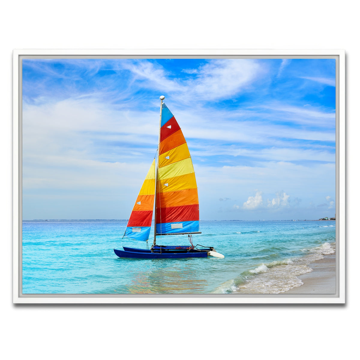 AUTO-MOCKUP WHITE | Fort Myers Beach Sailboat | 1 Piece | White Framed Canvas | group=4x3