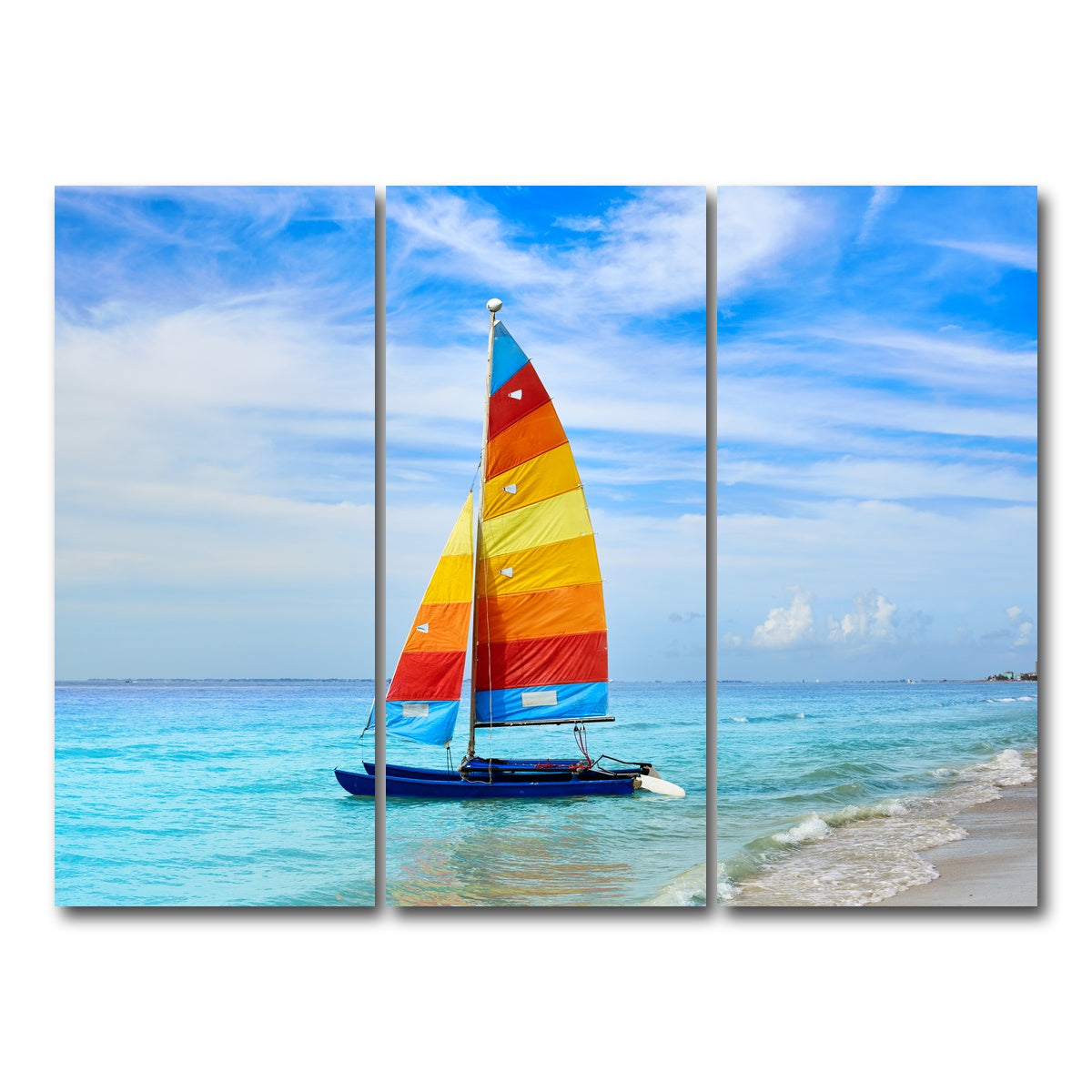 AUTO-MOCKUP WHITE | Fort Myers Beach Sailboat | 3 Piece | Gallery Wrap Canvas | group=8x18