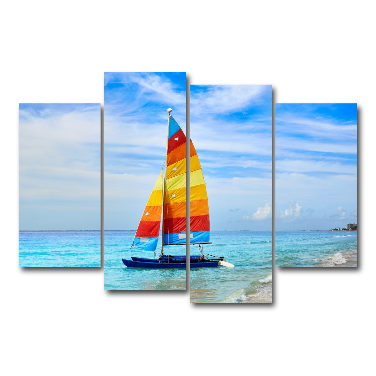 AUTO-MOCKUP WHITE | Fort Myers Beach Sailboat | 4 Piece | Gallery Wrap Canvas | group=4_short