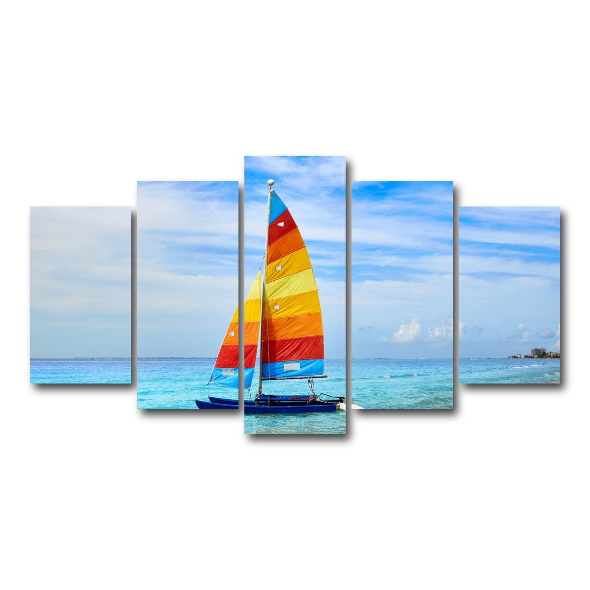 AUTO-MOCKUP WHITE | Fort Myers Beach Sailboat | 5 Piece | Gallery Wrap Canvas | group=5_normal