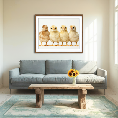 AUTO-MOCKUP ROOM | Four Baby Chickens Wall Art