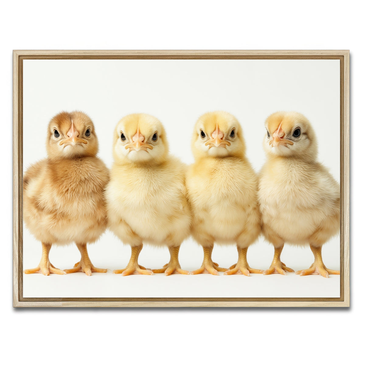 AUTO-MOCKUP WHITE | Four Baby Chickens | 1 Piece | Natural Framed Canvas | group=4x3