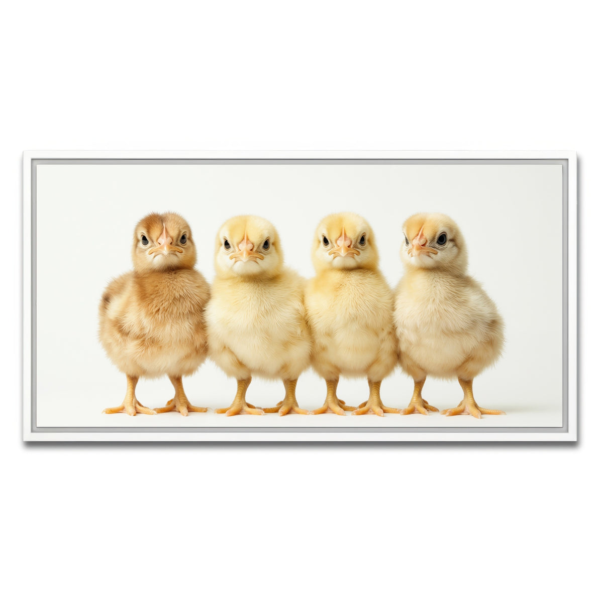 AUTO-MOCKUP WHITE | Four Baby Chickens | 1 Piece | White Framed Canvas | group=2x1
