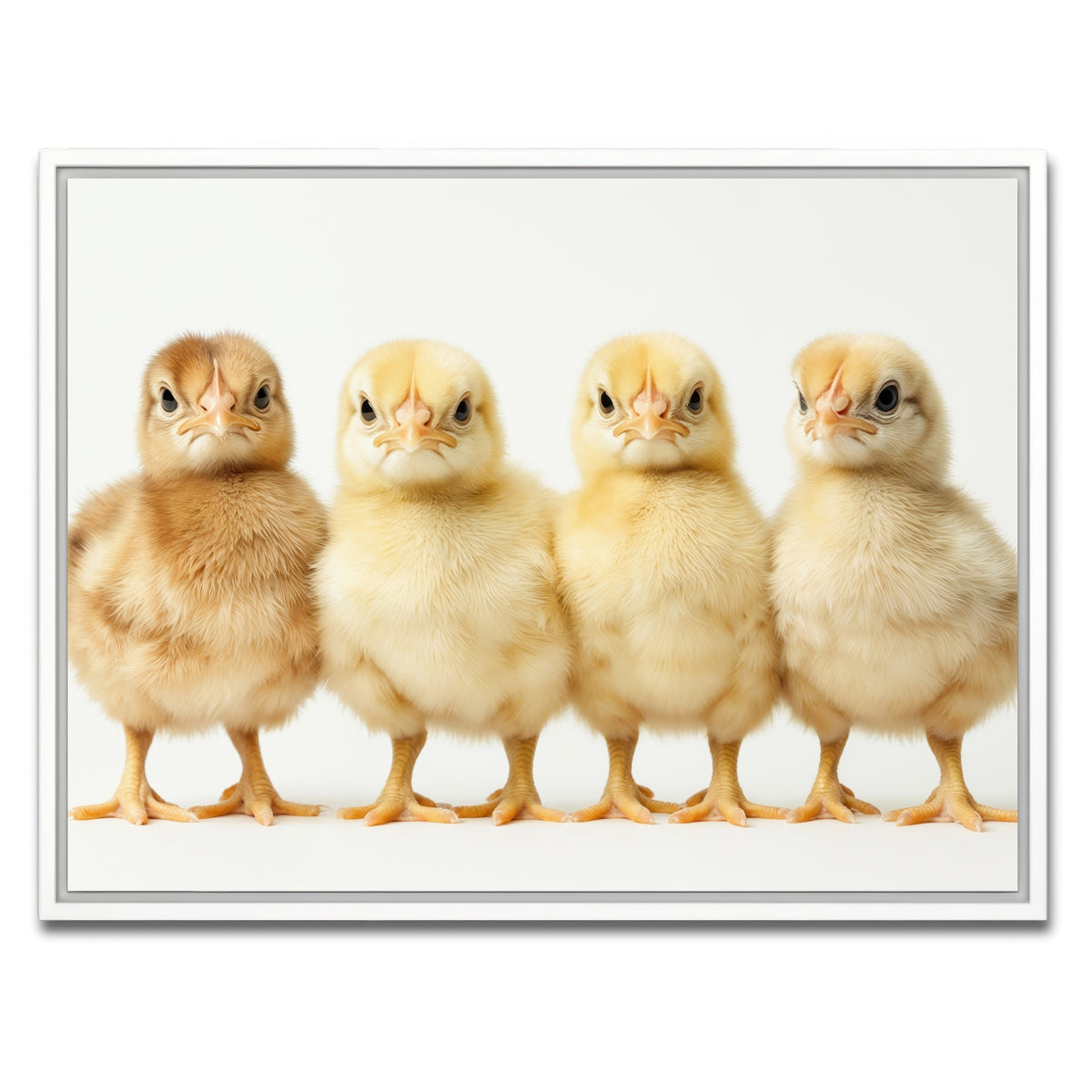 AUTO-MOCKUP WHITE | Four Baby Chickens | 1 Piece | White Framed Canvas | group=4x3