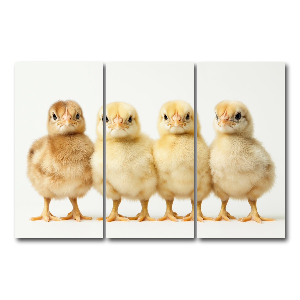 AUTO-MOCKUP WHITE | Four Baby Chickens | 3 Piece | Gallery Wrap Canvas | group=12x24