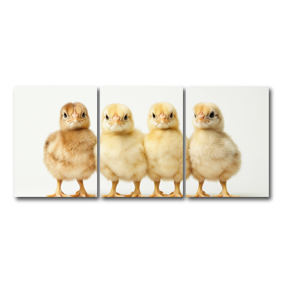 AUTO-MOCKUP WHITE | Four Baby Chickens | 3 Piece | Gallery Wrap Canvas | group=18x24