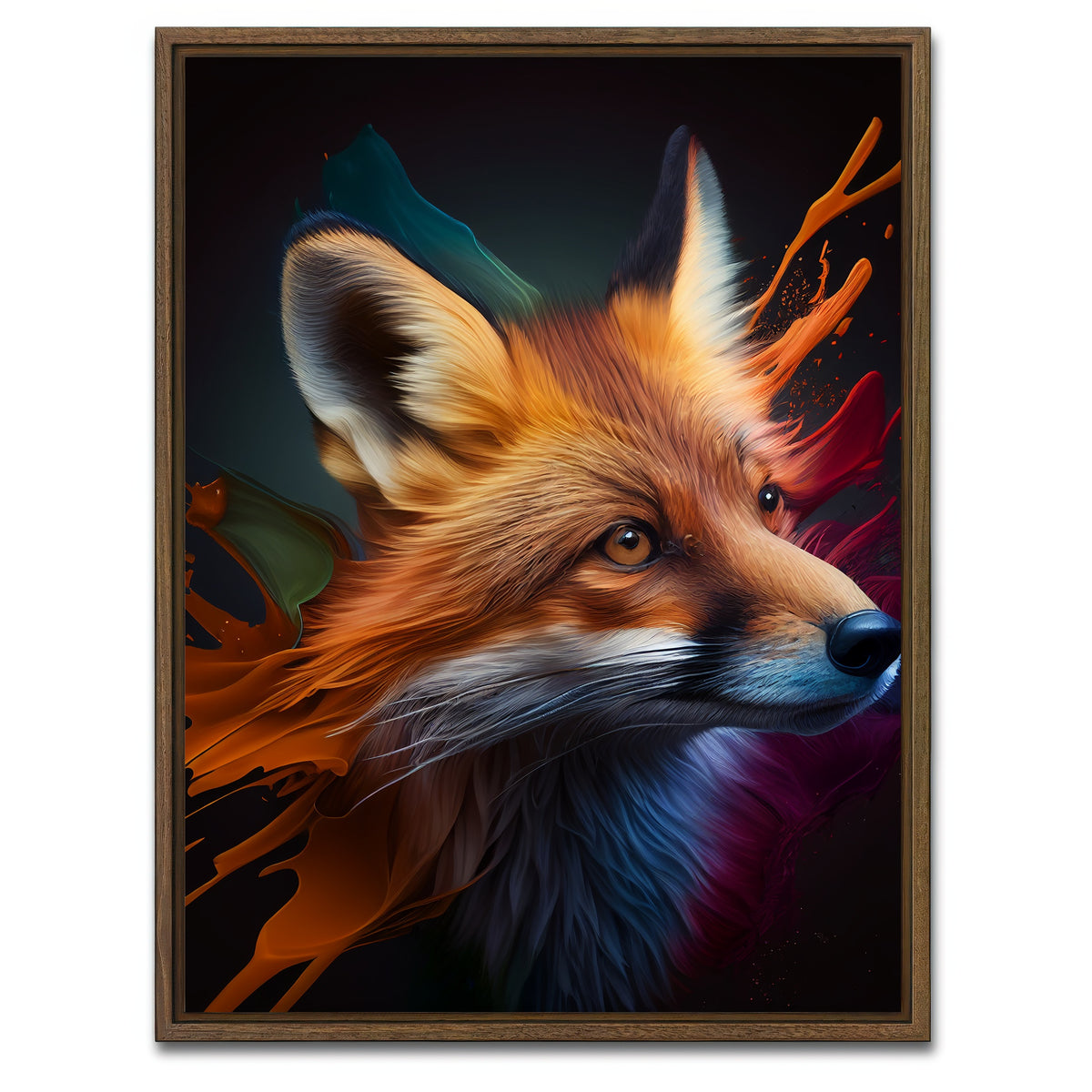AUTO-MOCKUP WHITE | Fox Portrait | 1 Piece | Walnut Framed Canvas | group=3x4