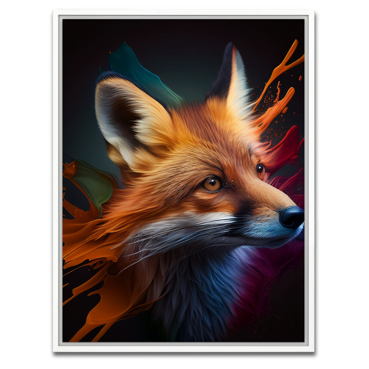 AUTO-MOCKUP WHITE | Fox Portrait | 1 Piece | White Framed Canvas | group=3x4
