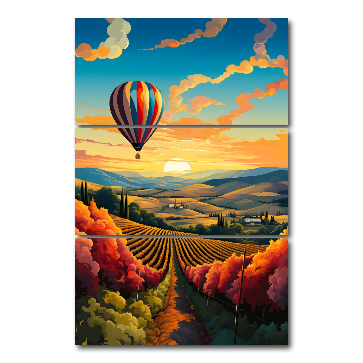 AUTO-MOCKUP WHITE | France - French Vineyards | 3 Piece | Gallery Wrap Canvas | group=12x24_stacked