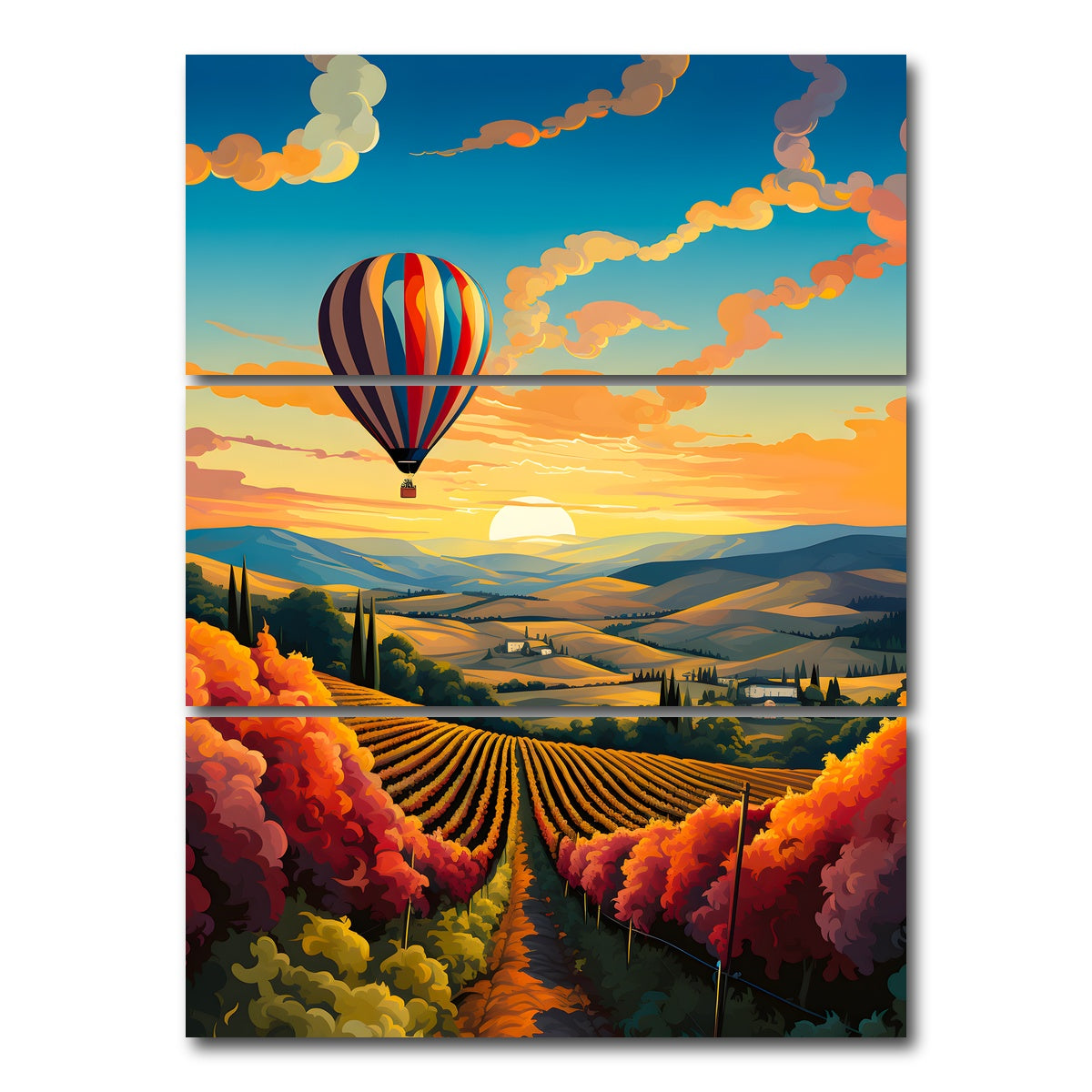 AUTO-MOCKUP WHITE | France - French Vineyards | 3 Piece | Gallery Wrap Canvas | group=8x18_stacked