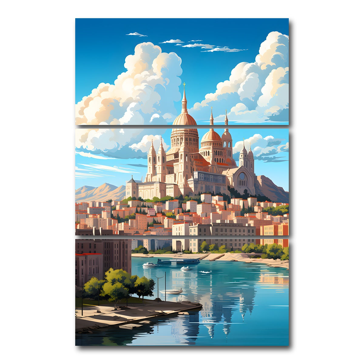 AUTO-MOCKUP WHITE | France - Marseille | 3 Piece | Gallery Wrap Canvas | group=12x24_stacked