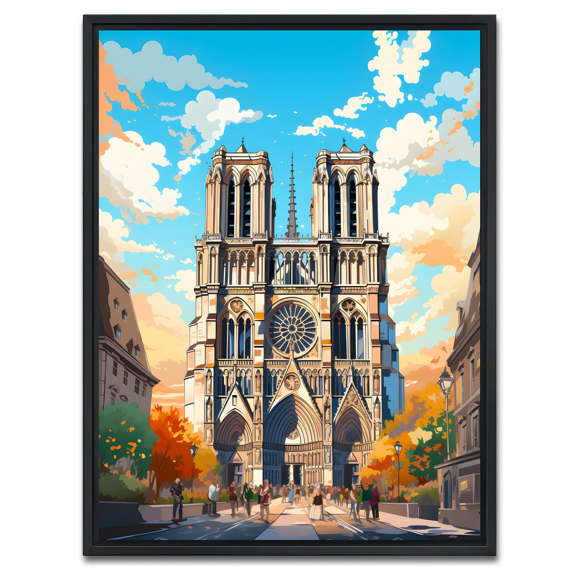 AUTO-MOCKUP WHITE | France - Notre Dame Cathedral | 1 Piece | Black Framed Canvas | group=3x4