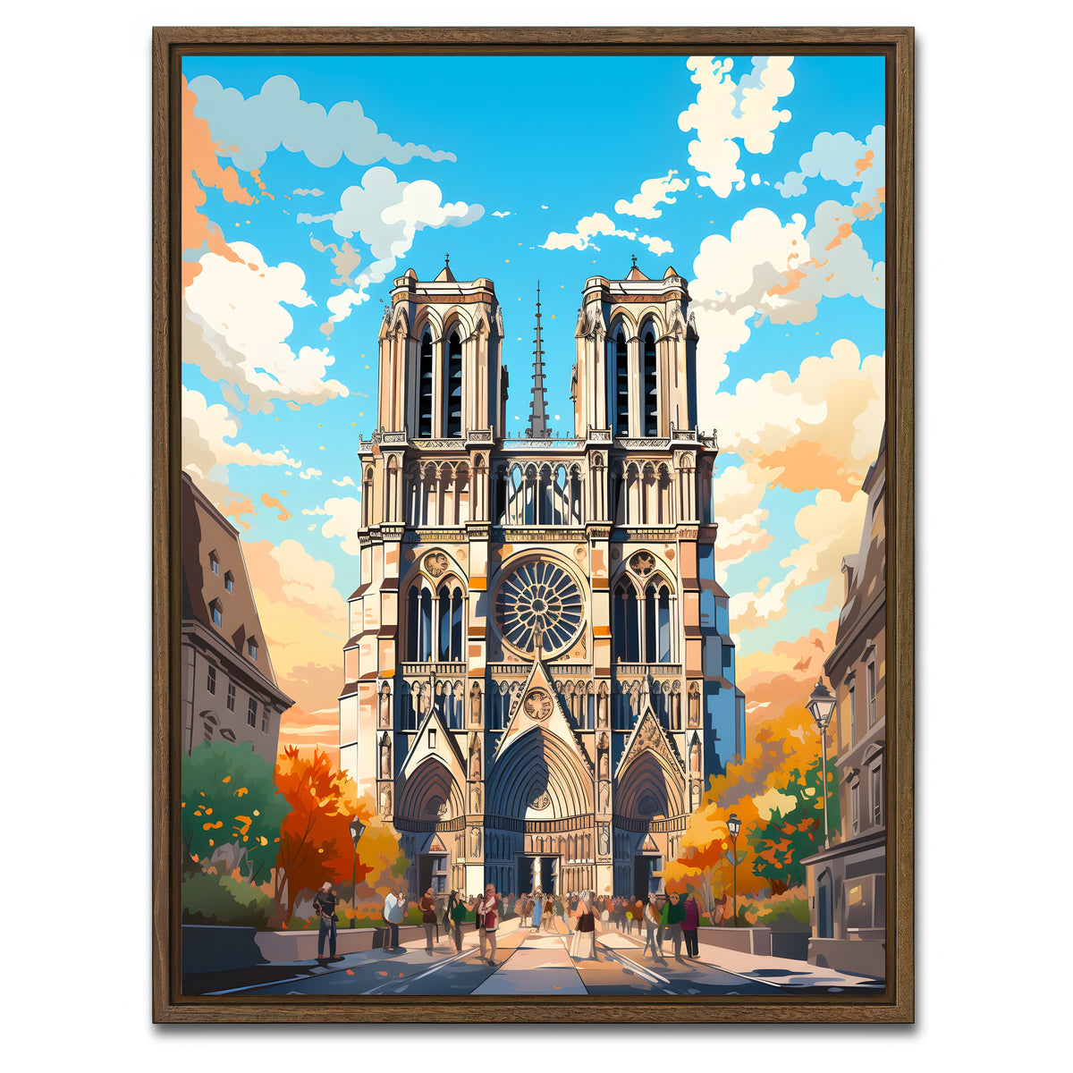 AUTO-MOCKUP WHITE | France - Notre Dame Cathedral | 1 Piece | Walnut Framed Canvas | group=3x4