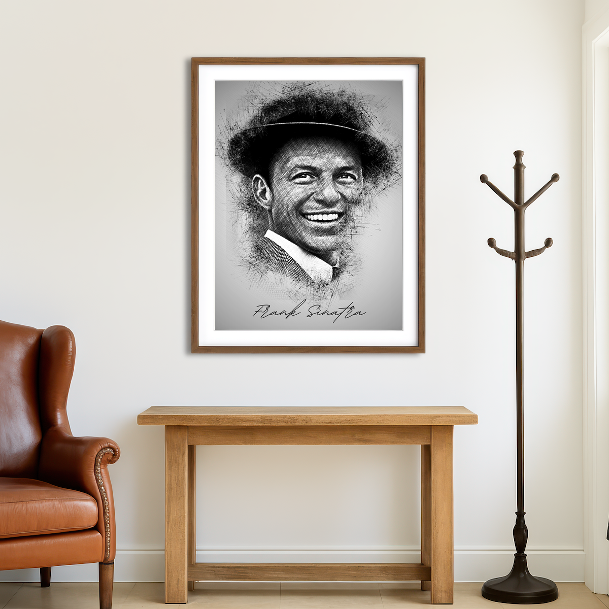 AUTO-MOCKUP ROOM | Frank Sinatra Sketch Wall Art