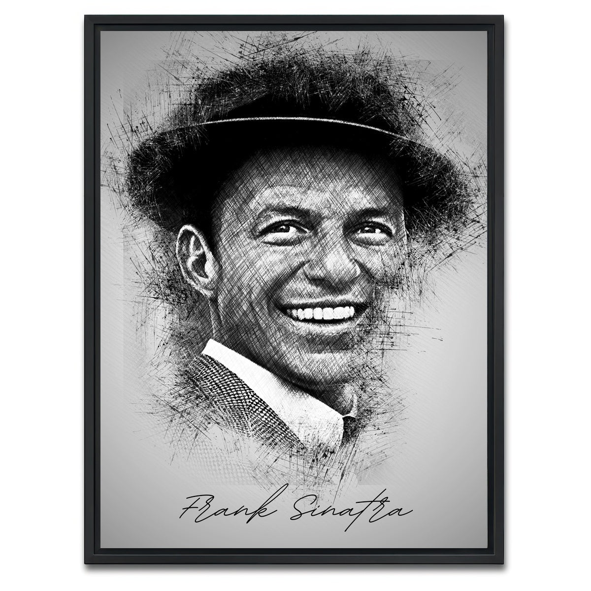 AUTO-MOCKUP WHITE | Frank Sinatra Sketch | 1 Piece | Black Framed Canvas | group=3x4