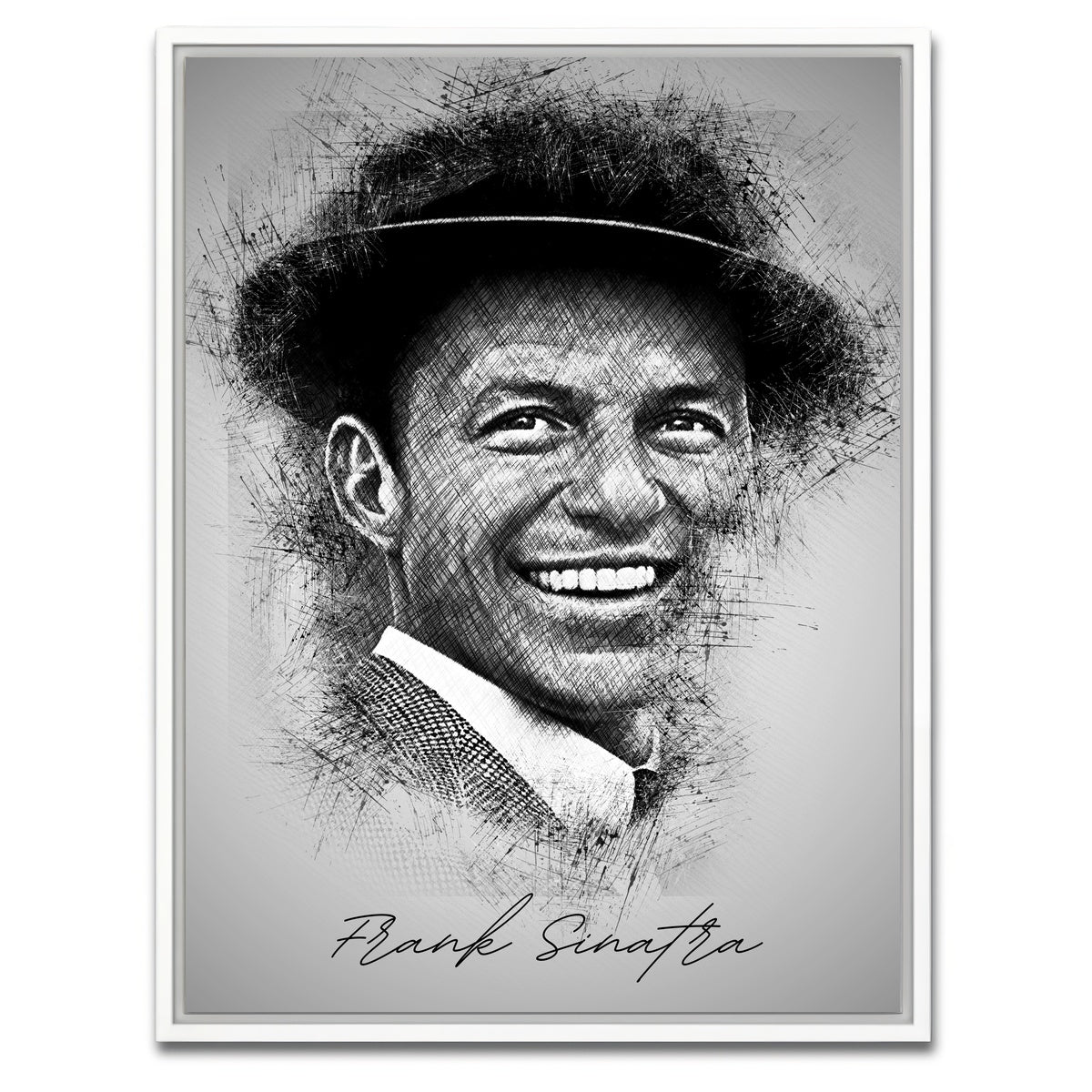 AUTO-MOCKUP WHITE | Frank Sinatra Sketch | 1 Piece | White Framed Canvas | group=3x4