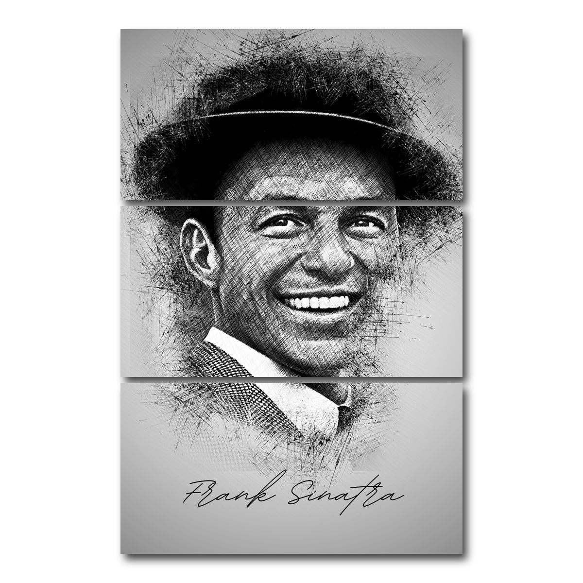 AUTO-MOCKUP WHITE | Frank Sinatra Sketch | 3 Piece | Gallery Wrap Canvas | group=12x24_stacked