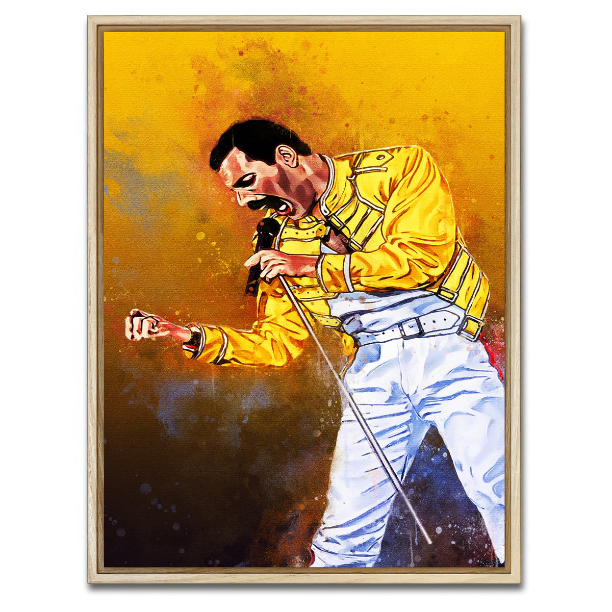 AUTO-MOCKUP WHITE | Freddie Mercury Painting | 1 Piece | Natural Framed Canvas | group=3x4