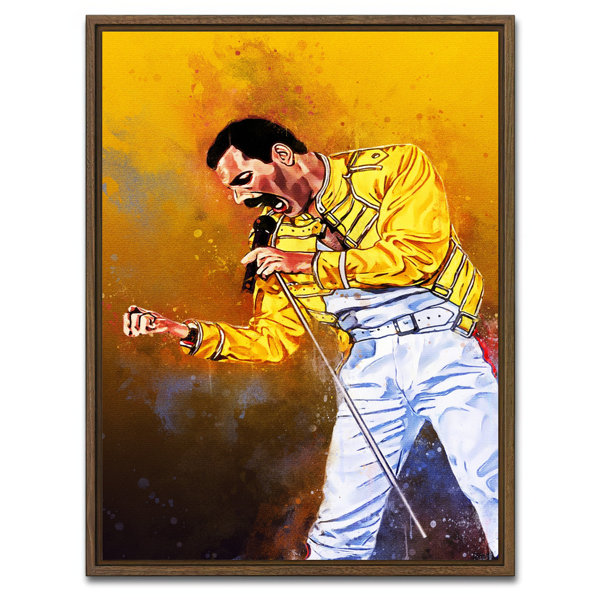 AUTO-MOCKUP WHITE | Freddie Mercury Painting | 1 Piece | Walnut Framed Canvas | group=3x4