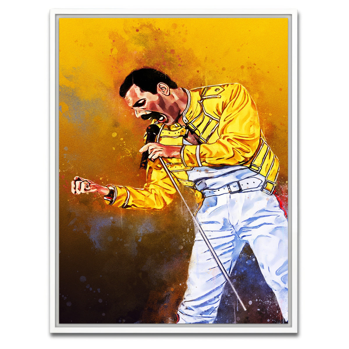 AUTO-MOCKUP WHITE | Freddie Mercury Painting | 1 Piece | White Framed Canvas | group=3x4