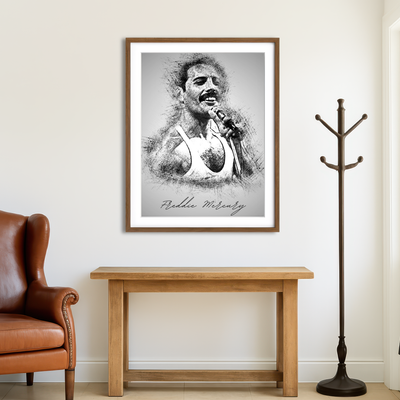 AUTO-MOCKUP ROOM | Freddie Mercury with mic Wall Art