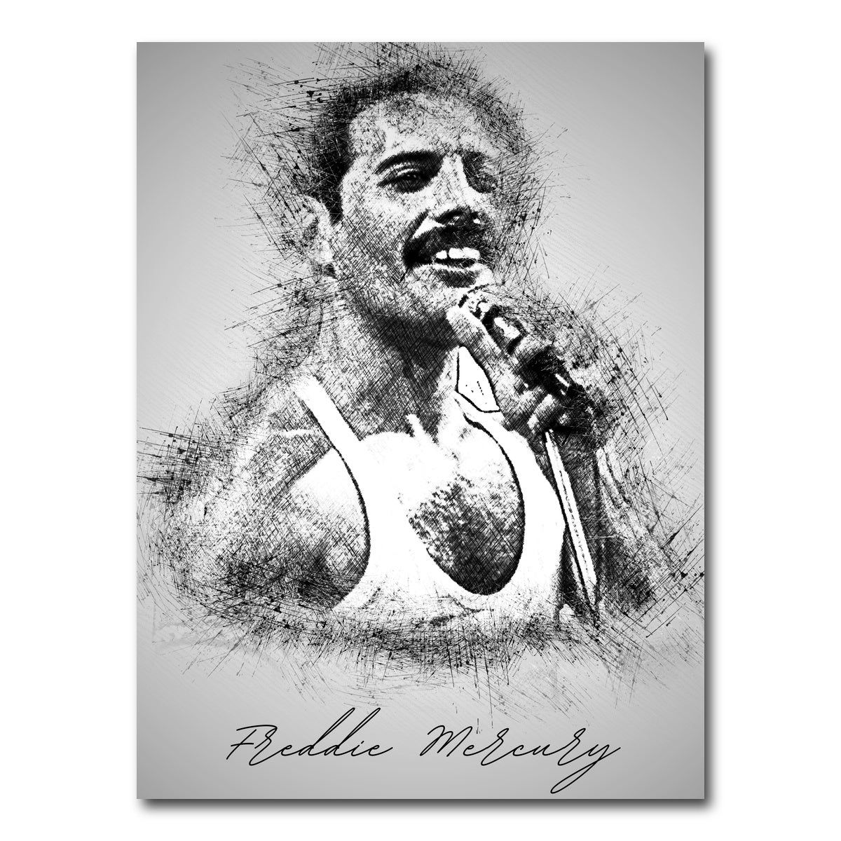 AUTO-MOCKUP WHITE | Freddie Mercury With Mic | 1 Piece | Gallery Wrap Canvas | group=3x4