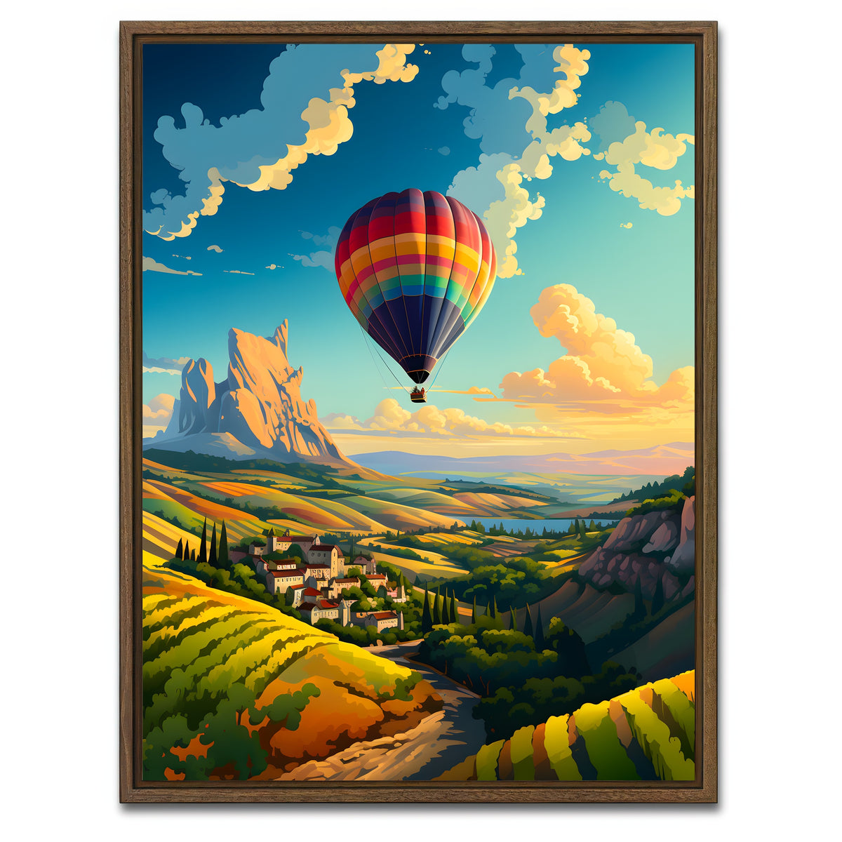 AUTO-MOCKUP WHITE | French Vineyards | 1 Piece | Walnut Framed Canvas | group=3x4