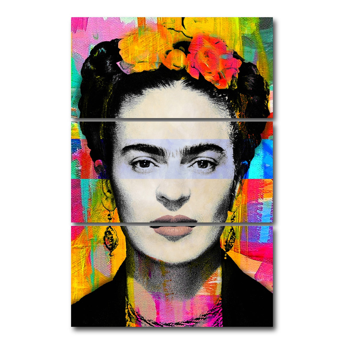 AUTO-MOCKUP WHITE | Frida In Color | 3 Piece | Gallery Wrap Canvas | group=12x24_stacked