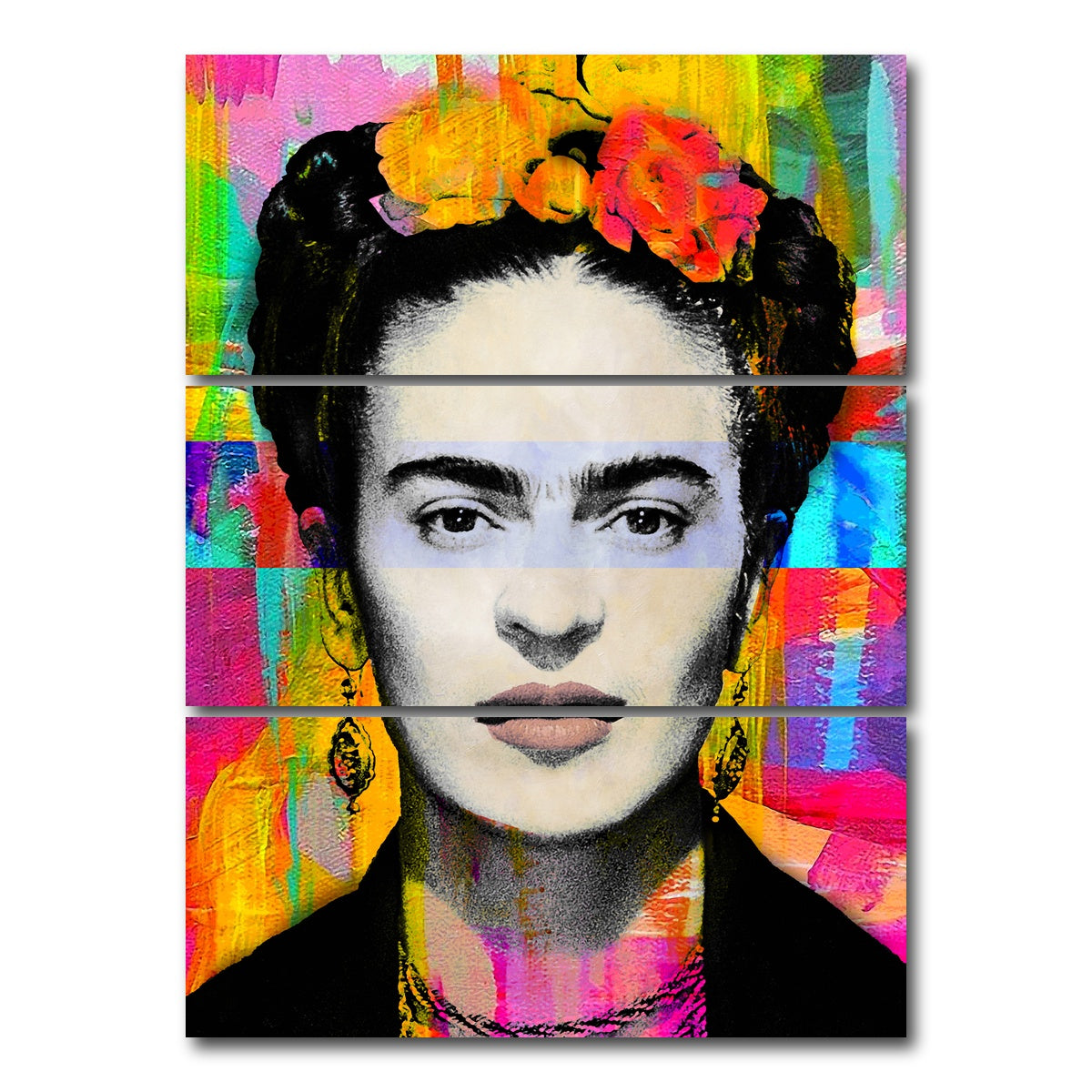 AUTO-MOCKUP WHITE | Frida In Color | 3 Piece | Gallery Wrap Canvas | group=8x18_stacked