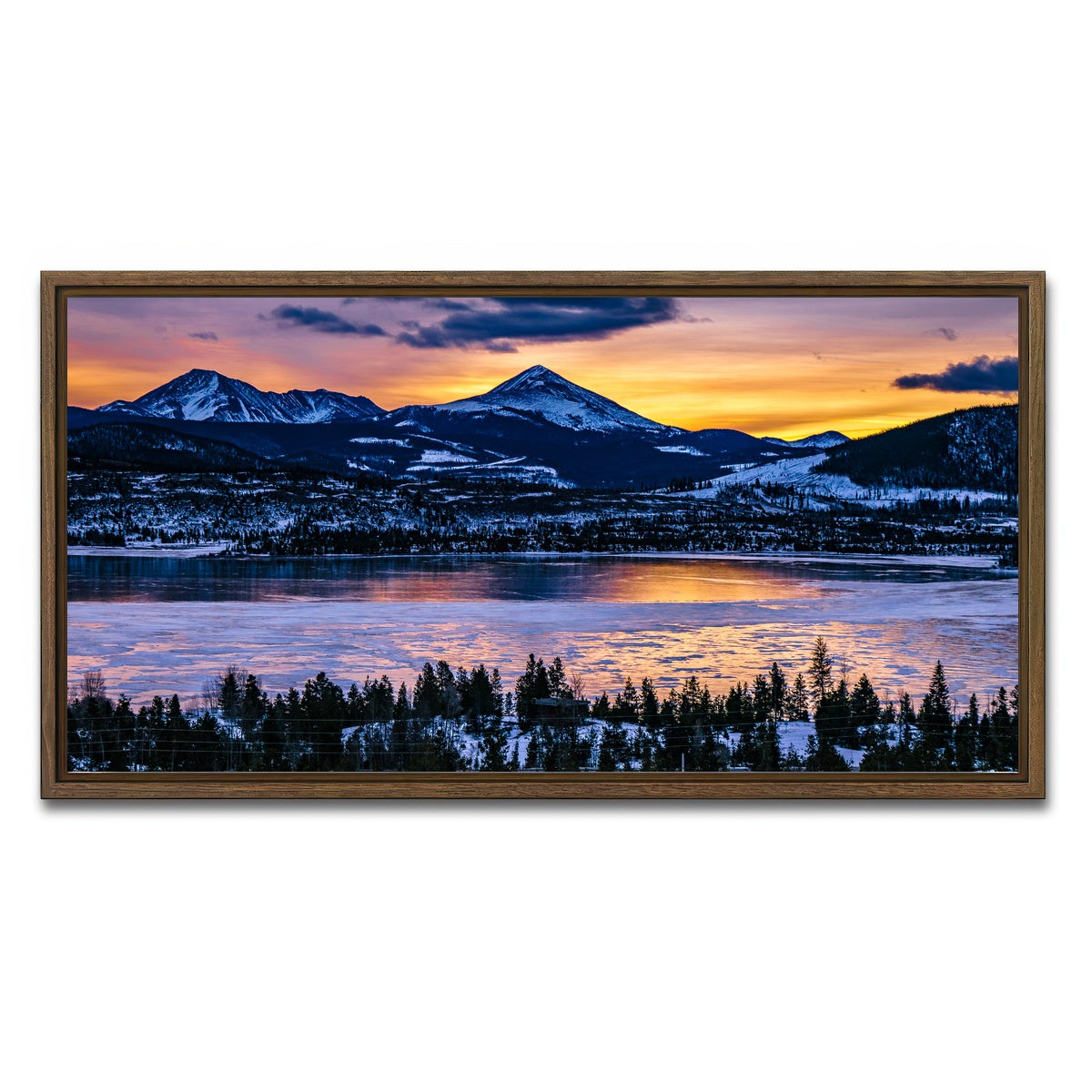 AUTO-MOCKUP WHITE | Frozen Lake | 1 Piece | Walnut Framed Canvas | group=2x1