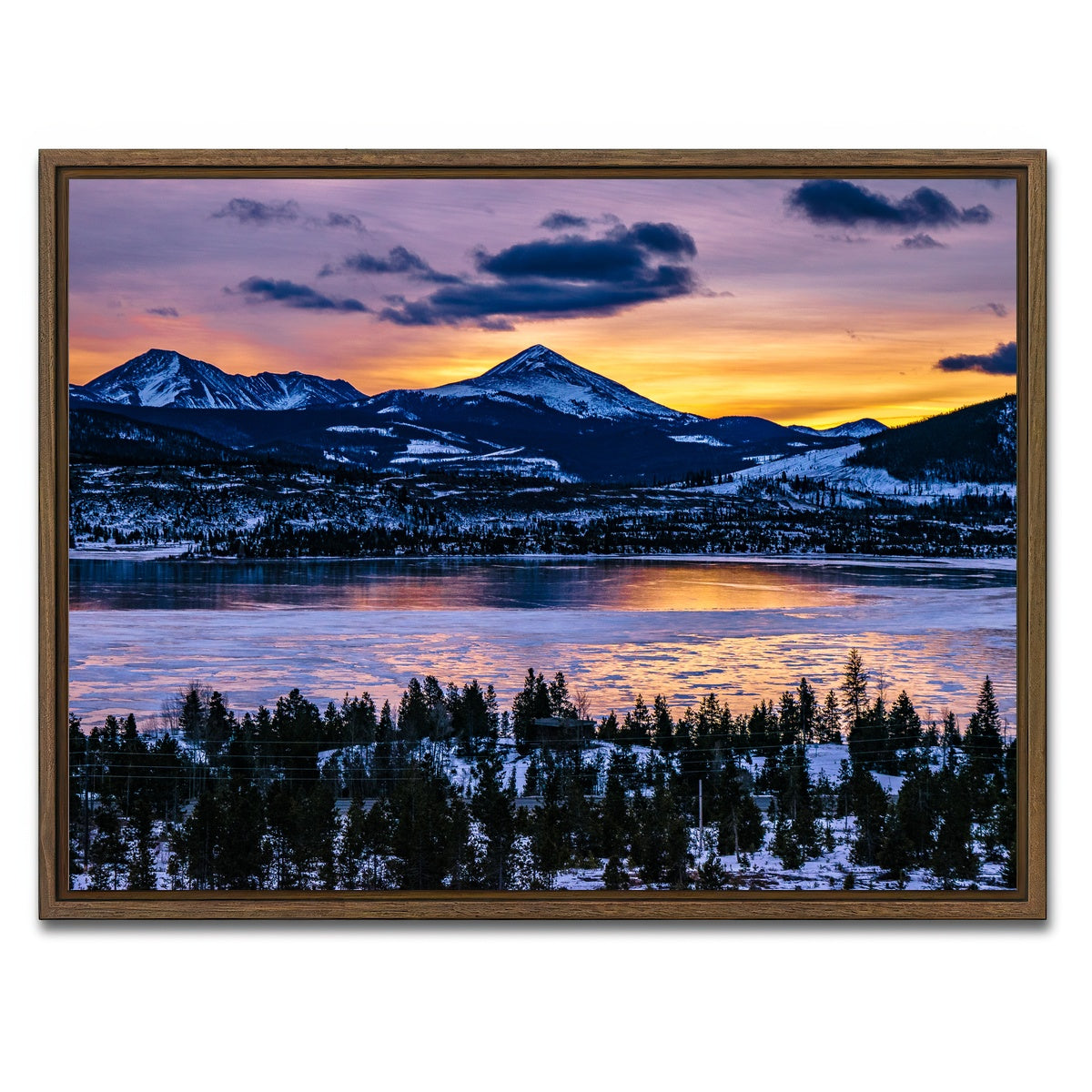 AUTO-MOCKUP WHITE | Frozen Lake | 1 Piece | Walnut Framed Canvas | group=4x3