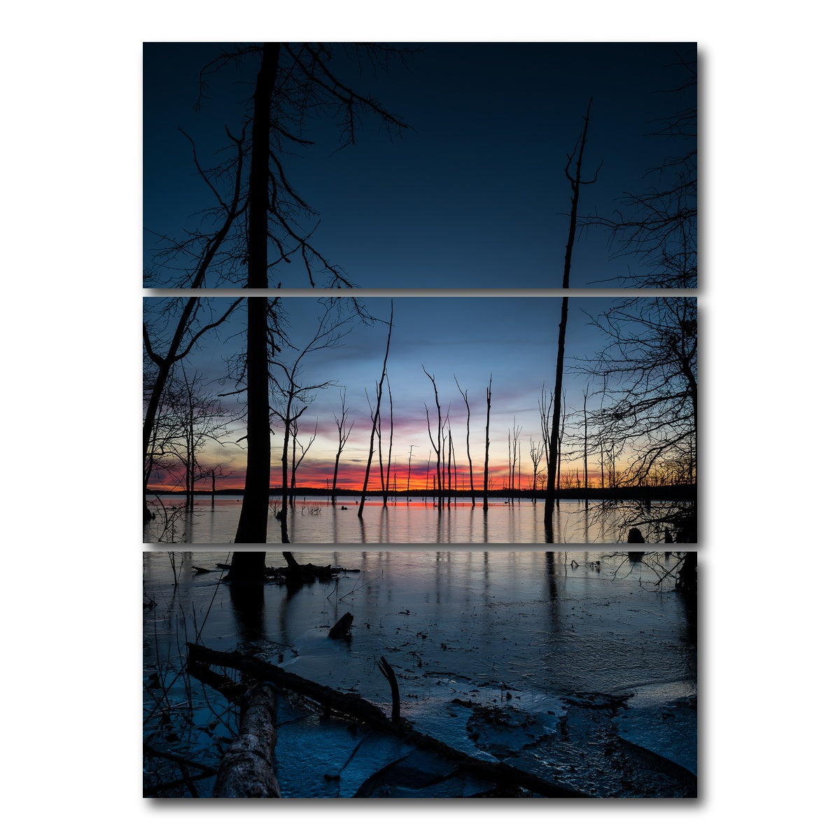 AUTO-MOCKUP WHITE | Frozen Sunset | 3 Piece | Gallery Wrap Canvas | group=8x18_stacked