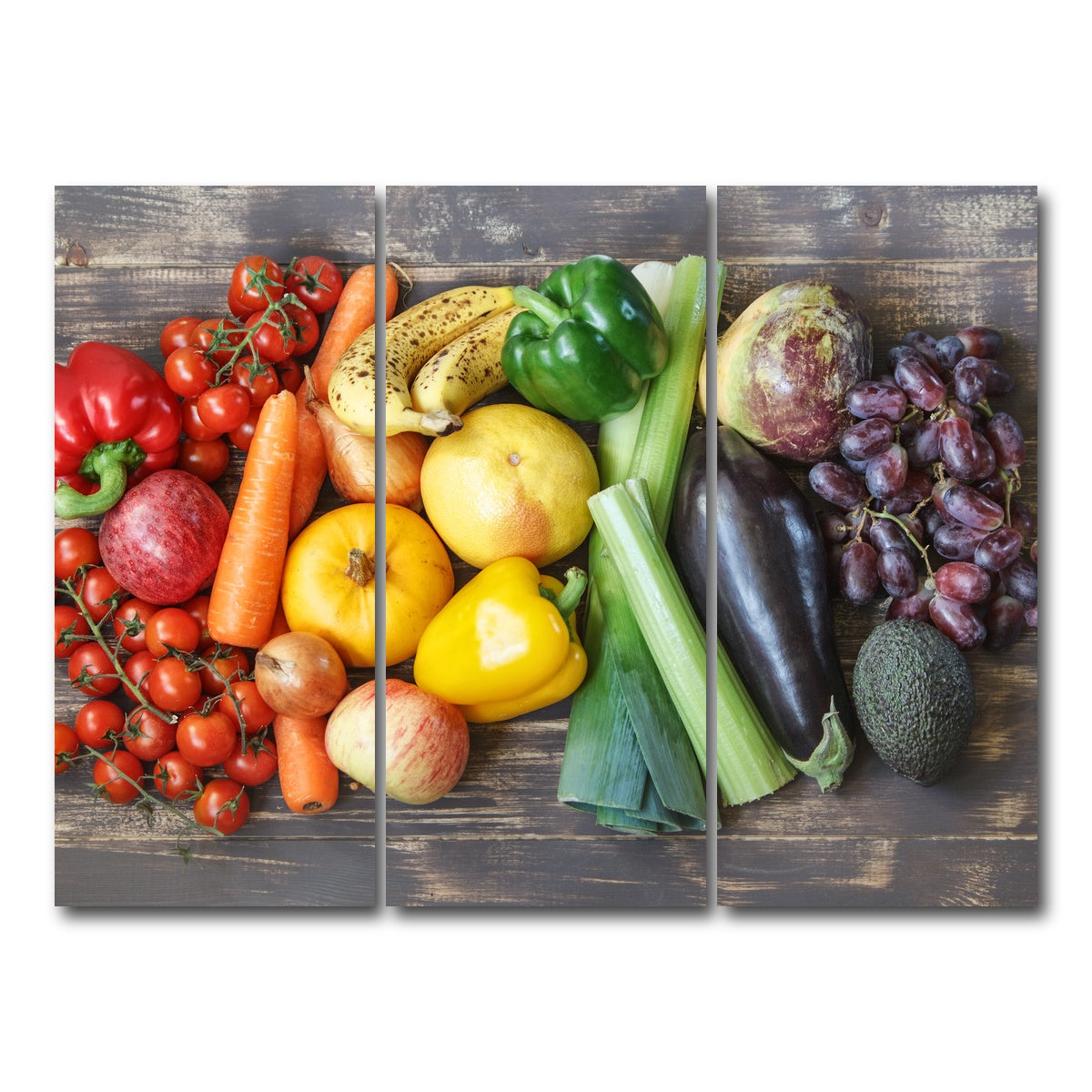 AUTO-MOCKUP WHITE | Fruits & Vegetables | 3 Piece | Gallery Wrap Canvas | group=8x18