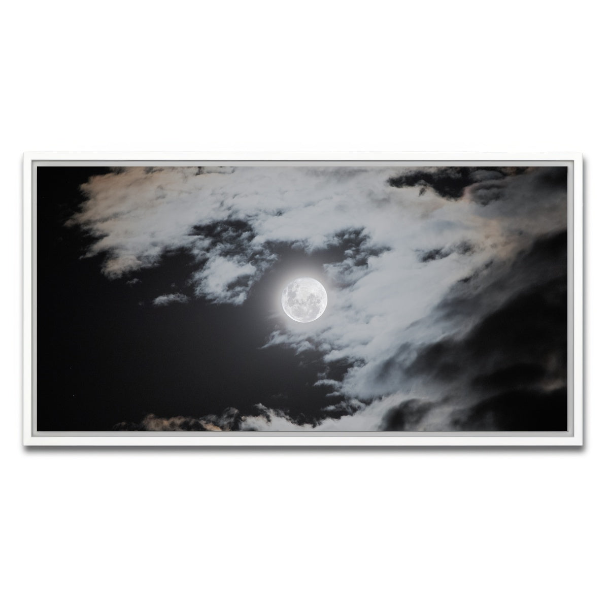 AUTO-MOCKUP WHITE | Full moon behind clouds | 1 Piece | White Framed Canvas | group=2x1