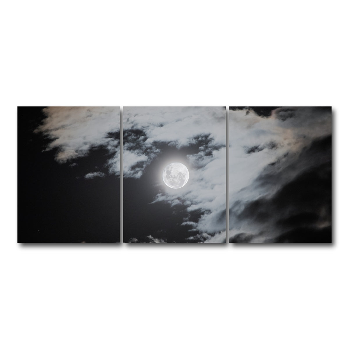AUTO-MOCKUP WHITE | Full moon behind clouds | 3 Piece | Gallery Wrap Canvas | group=18x24
