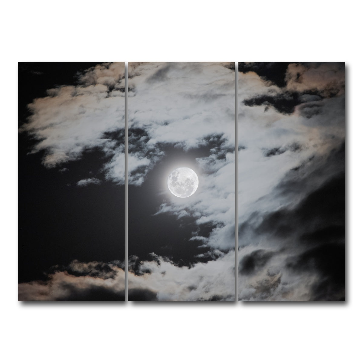 AUTO-MOCKUP WHITE | Full moon behind clouds | 3 Piece | Gallery Wrap Canvas | group=8x18