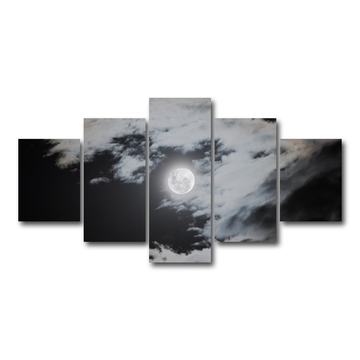 AUTO-MOCKUP WHITE | Full moon behind clouds | 5 Piece | Gallery Wrap Canvas | group=5_short