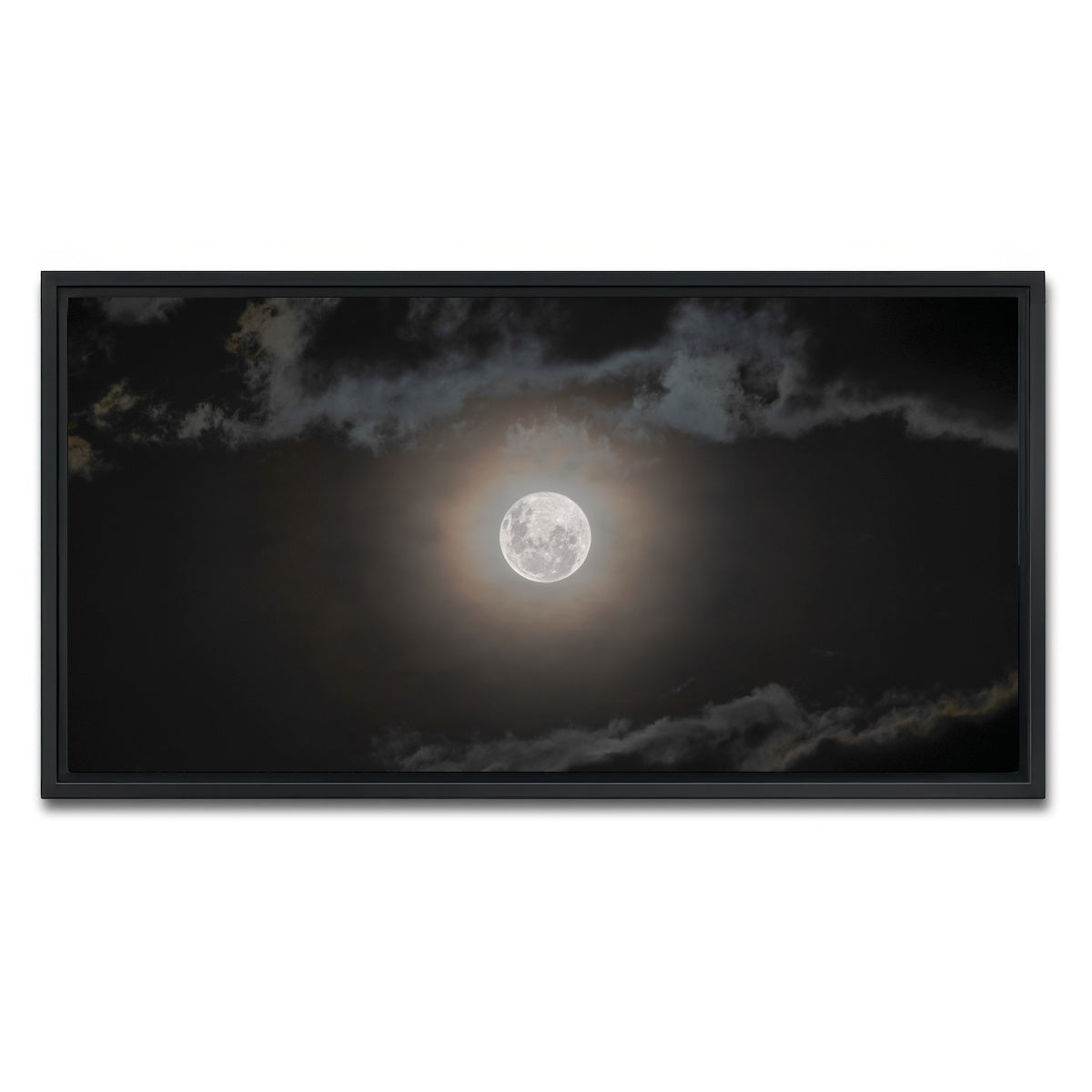 AUTO-MOCKUP WHITE | Full moon on a cloudy night | 1 Piece | Black Framed Canvas | group=2x1