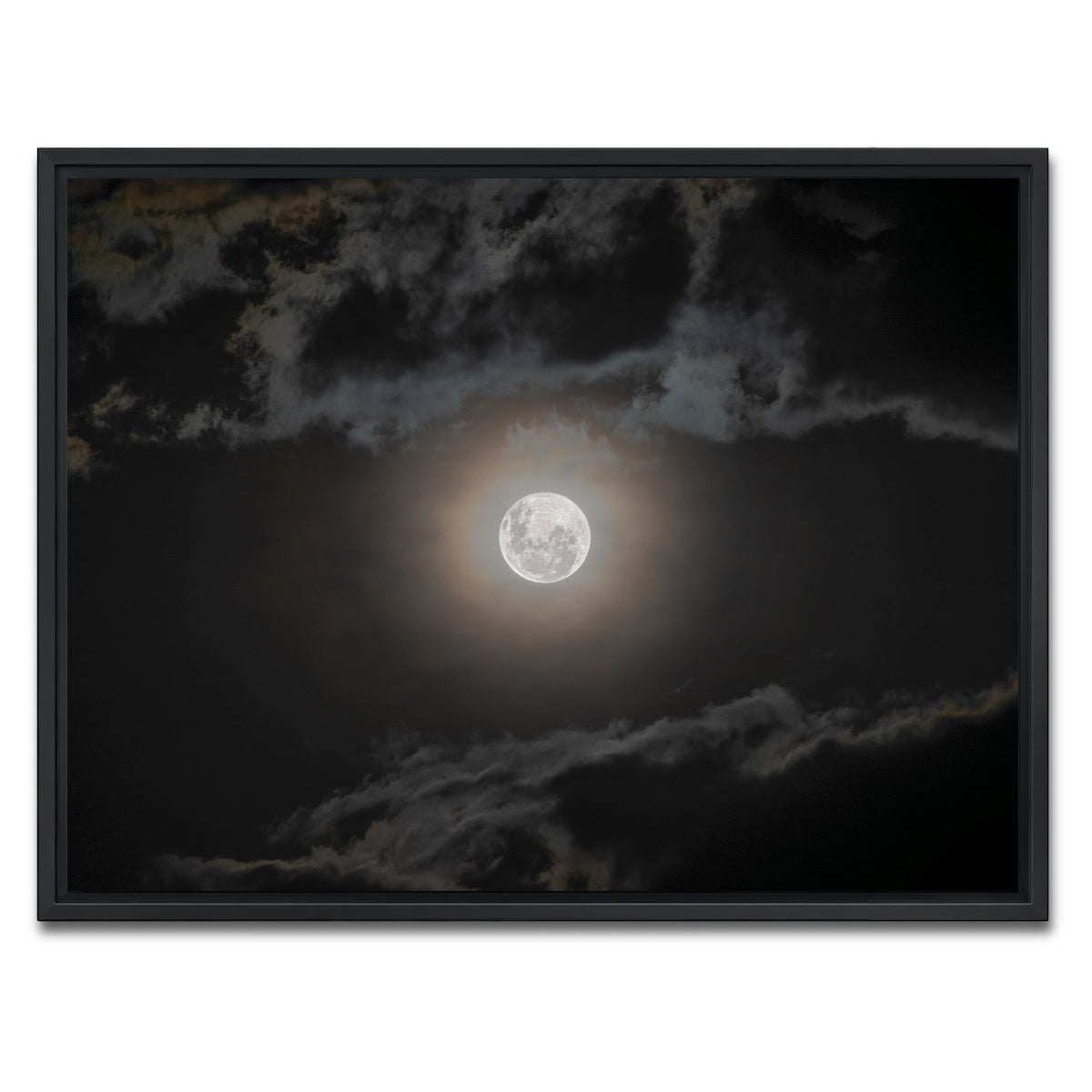 AUTO-MOCKUP WHITE | Full moon on a cloudy night | 1 Piece | Black Framed Canvas | group=4x3