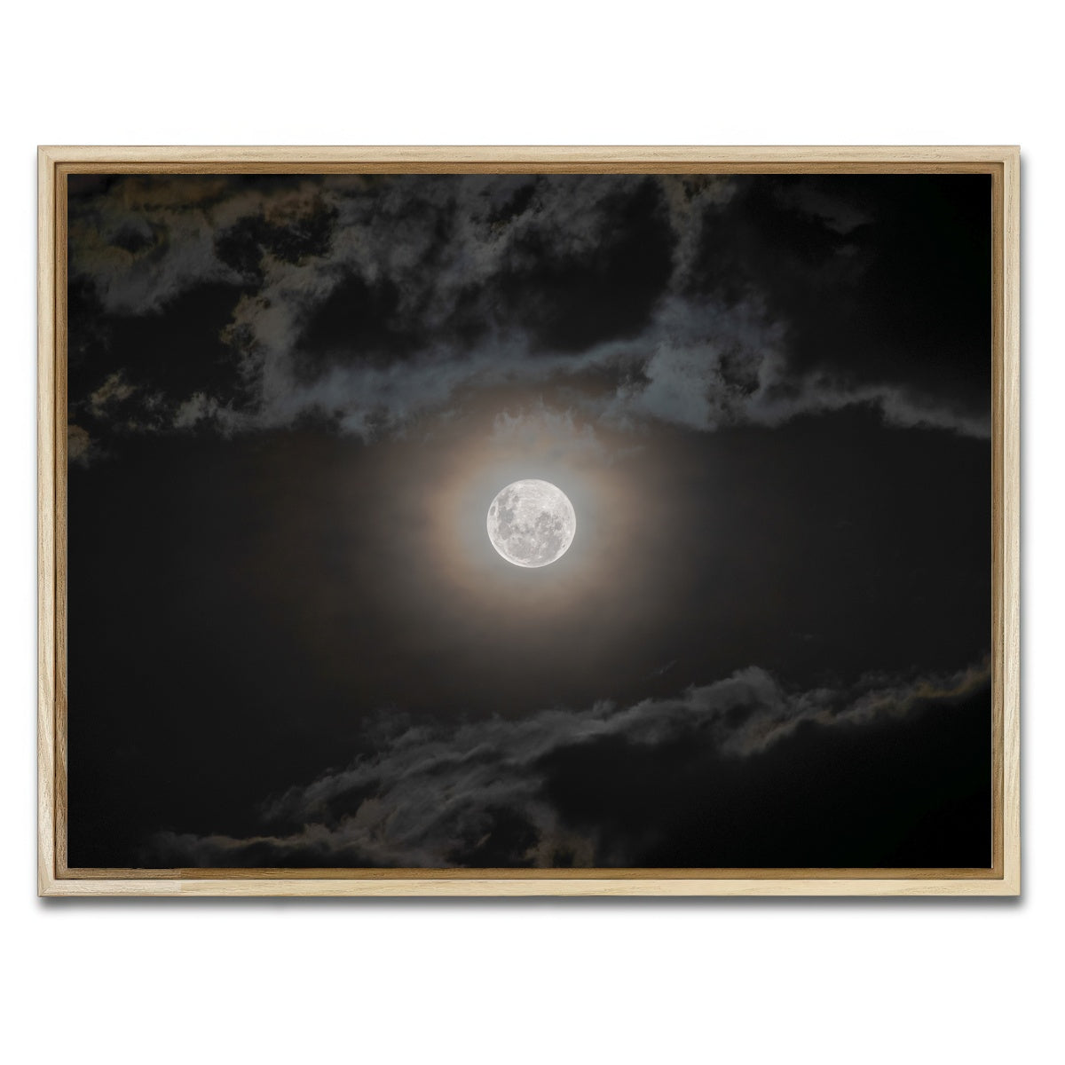 AUTO-MOCKUP WHITE | Full moon on a cloudy night | 1 Piece | Natural Framed Canvas | group=4x3