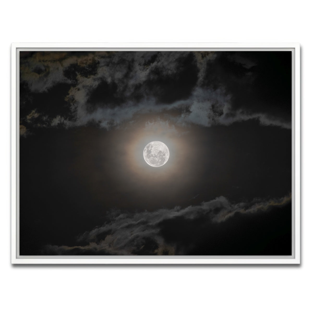 AUTO-MOCKUP WHITE | Full moon on a cloudy night | 1 Piece | White Framed Canvas | group=4x3