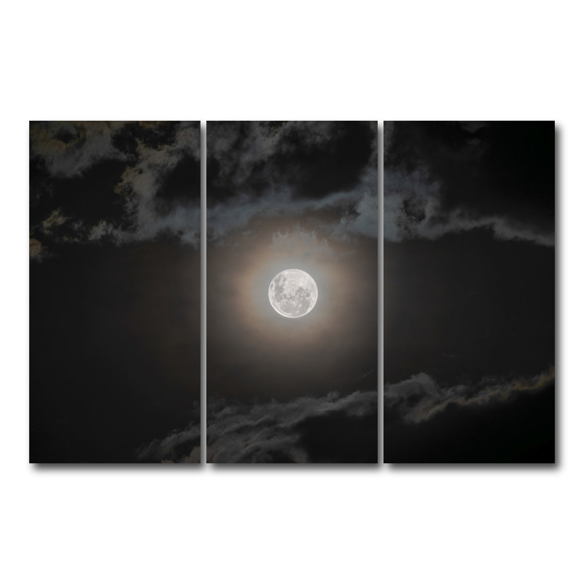 AUTO-MOCKUP WHITE | Full moon on a cloudy night | 3 Piece | Gallery Wrap Canvas | group=12x24