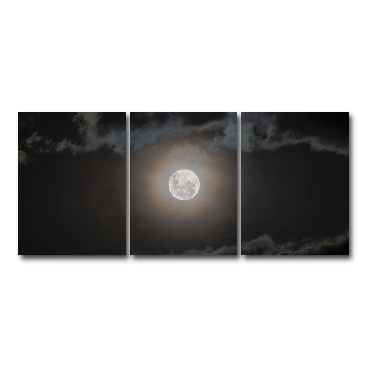 AUTO-MOCKUP WHITE | Full moon on a cloudy night | 3 Piece | Gallery Wrap Canvas | group=18x24