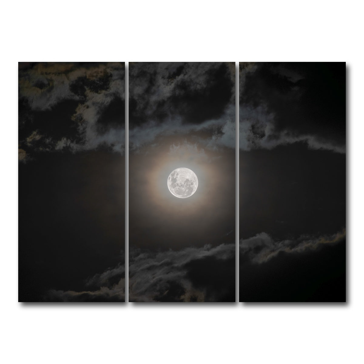 AUTO-MOCKUP WHITE | Full moon on a cloudy night | 3 Piece | Gallery Wrap Canvas | group=8x18