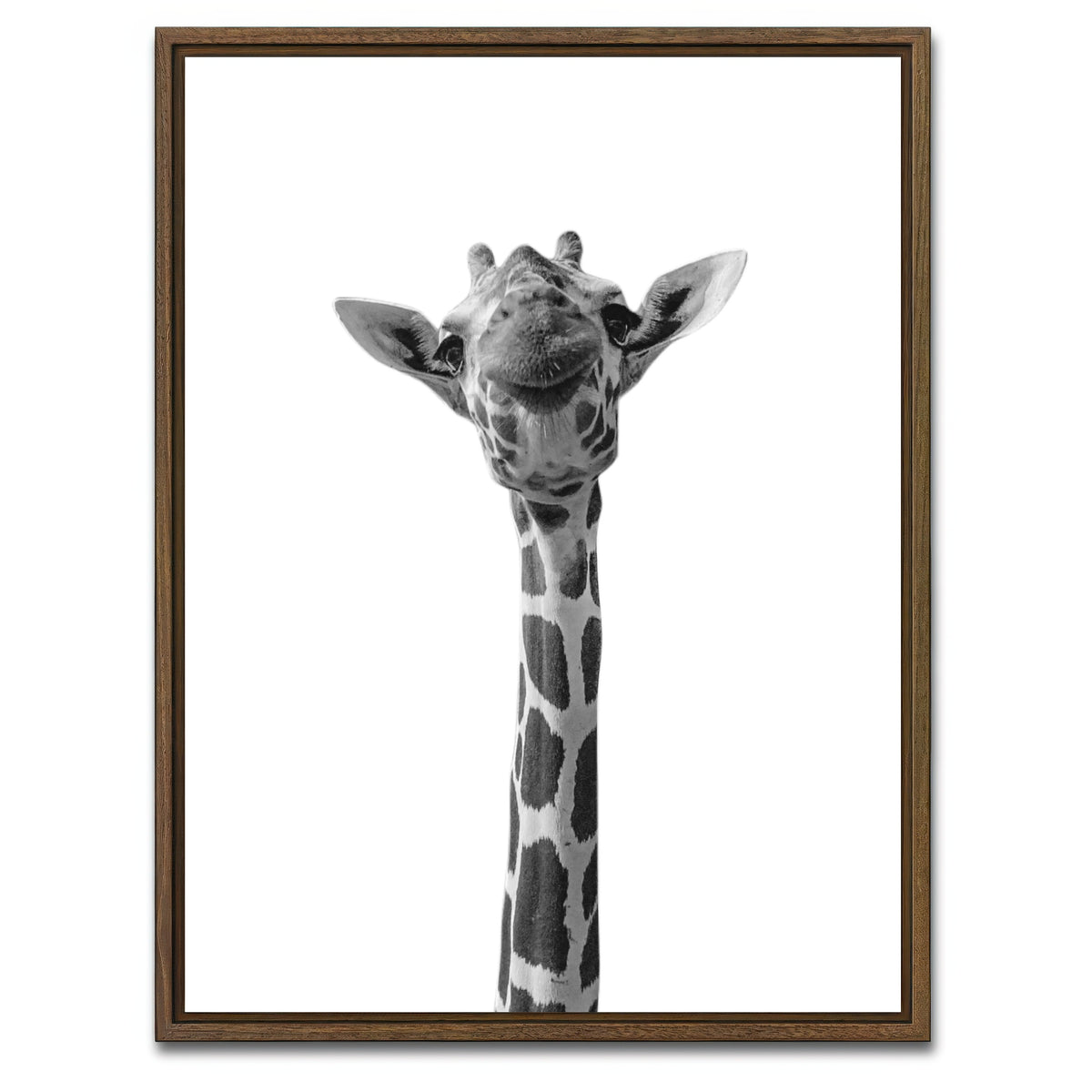 AUTO-MOCKUP WHITE | Funny Giraffe | 1 Piece | Walnut Framed Canvas | group=3x4