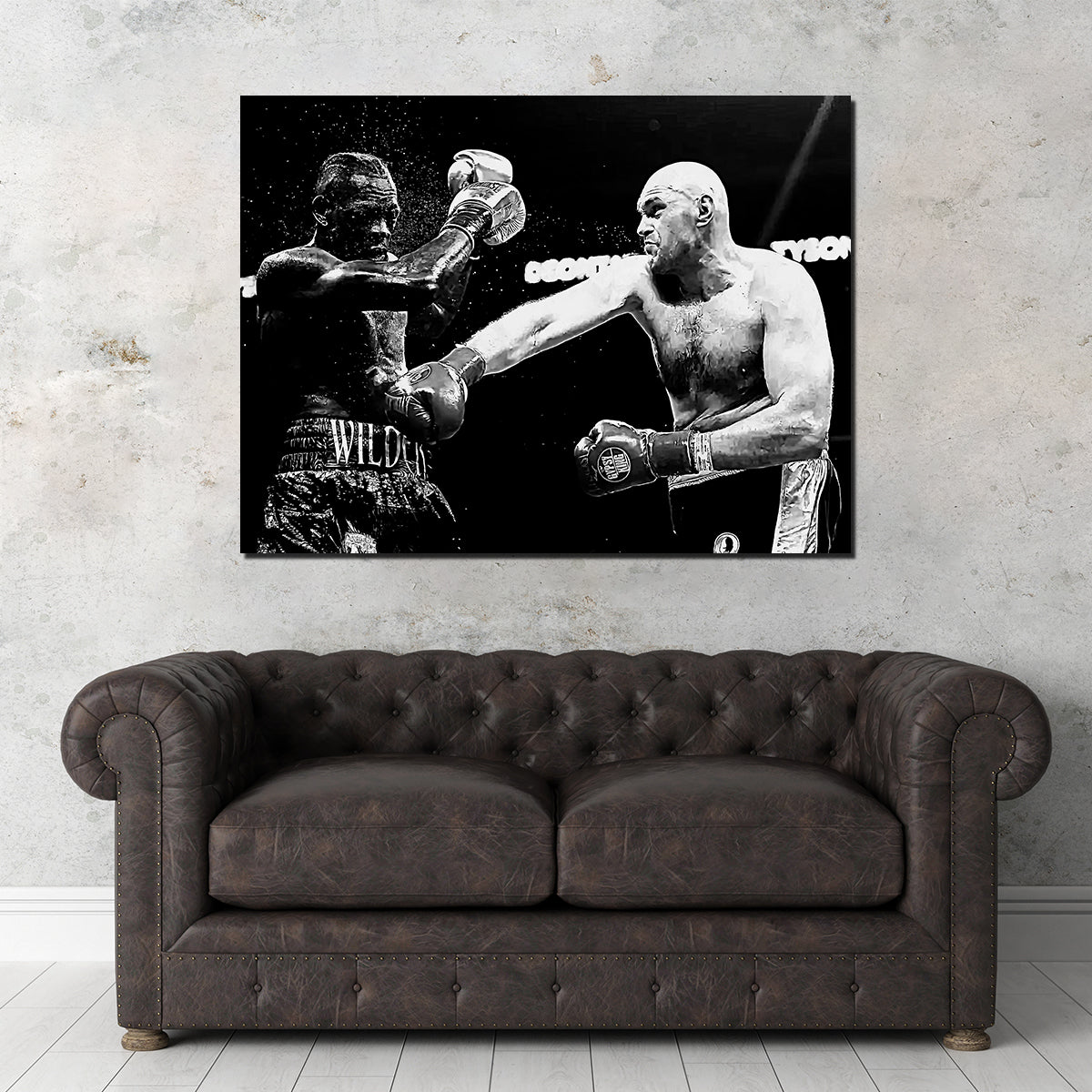 Fury Vs. Wilder Grayscale Wall Art