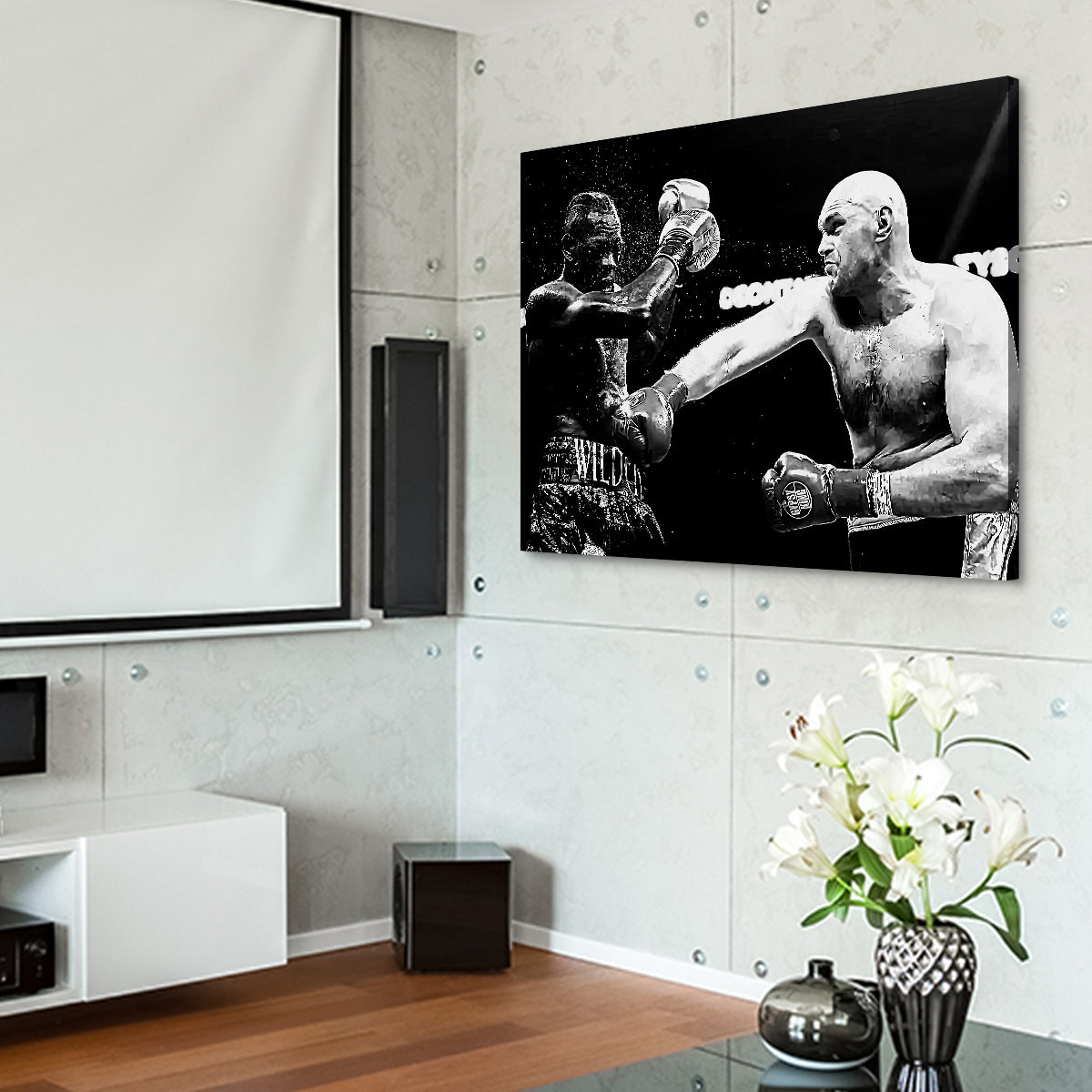 Fury Vs. Wilder Grayscale Wall Art