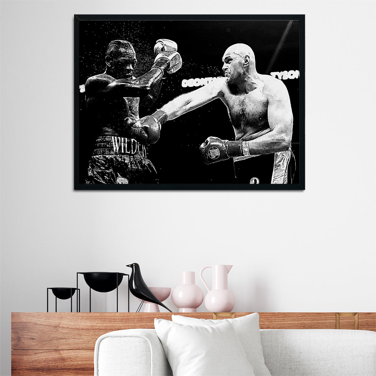 Fury Vs. Wilder Grayscale Wall Art